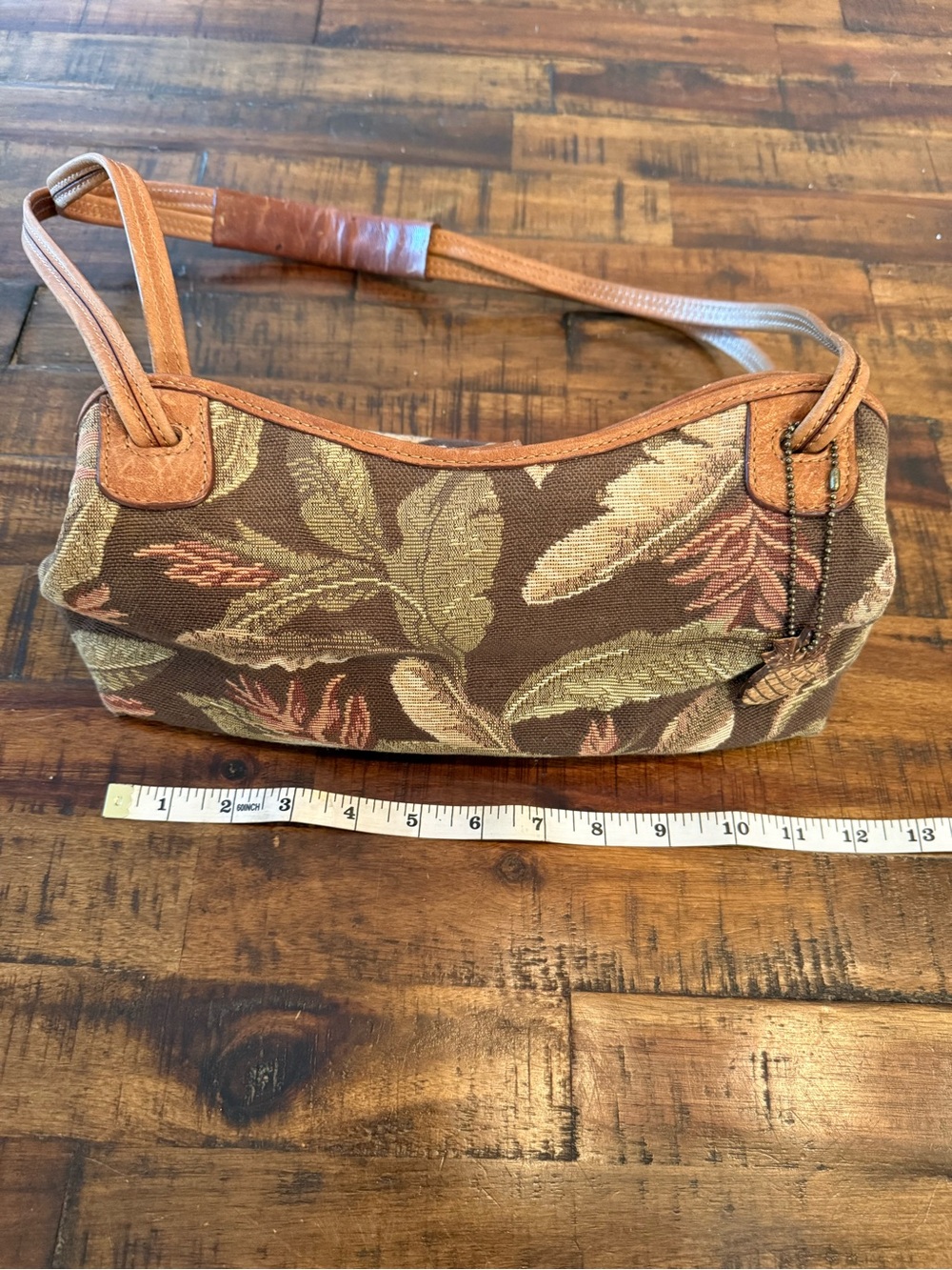 Tommy Bahama Brown Leaf Tapestry Mini Shoulder Bag vintage